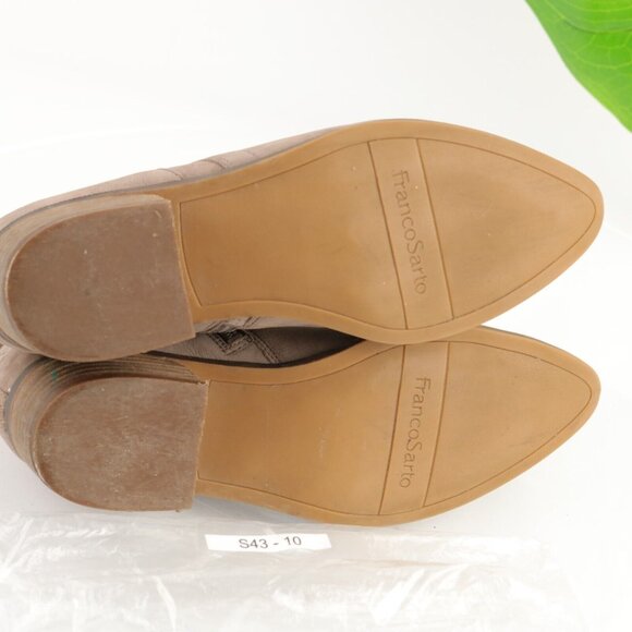 Franco Sarto Womens Laslo Boot Size 8 Tan Nubuck Bootie Low Block Heel Comfy - Picture 9 of 12